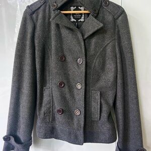 Yoki Charcoal Double-Breasted Pea Coat